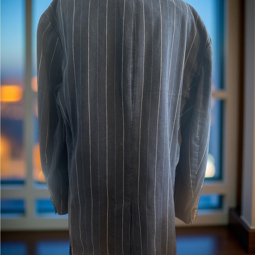 Polo Ralph Lauren Blazer Mens 42R Blue With White Striped 3 Button Blazer !! - Picture 8 of 16